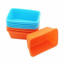 10Pcs Rectangle Silicone Small Loaf Pan Muffin Baking Cups Cupcake Mold Non Stick Easy Clean blue