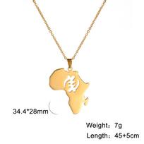 My Shape Africa Map Necklaces for Women Men Stainless Steel South African Map Pendant Chain Choker Hollow Map African Jewelry 50cm