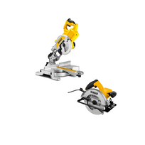 DWS777 DeWALT 216 mm skersinio pjovimo staklės + DWE5615 DeWALT 190 mm diskinis pjūklas 1500W