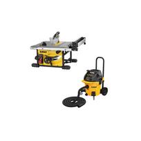 DWE7485 DeWALT išilginio pjovimo staklės 1850W, 210 mm + DWV905M DeWALT sauso/šlapio valymo statybinis dulkių siurblys