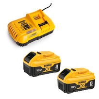 DCB118W2 DeWALT 18V baterijų ir dvigubo kroviklio rinkinys (2x8.0 Ah)