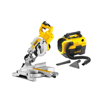 DWS777 DeWALT 216 mm skersinio pjovimo staklės + DCV584L sauso/šlapio valymo dulkių siurblys
