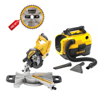 DWS773 DeWALT 216 mm skersinio pjovimo staklės 1300W + DCV584L sauso/šlapio valymo dulkių siurblys + DOVANA!