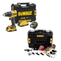 DCD100YD2T + DCS356NT DeWALT 18V XR suktuvas – smūginis gręžtuvas + DeWALT 18V daugiafunkcinis įrankis (2x2.0 Ah)