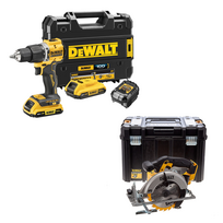 DCD100YD2T + DCS391NT DeWALT 18V XR suktuvas – smūginis gręžtuvas + DeWALT 18V XR Li-Ion diskinis pjūklas (2x2.0 Ah)