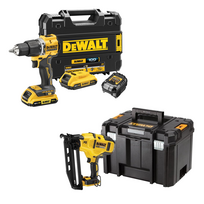 DCD100YD2T + DCN660NT  DeWALT 18V XR suktuvas – smūginis gręžtuvas + DeWALT 18 V XR 16 Ga akumuliatorinė viniakalė (2x2.0 Ah)