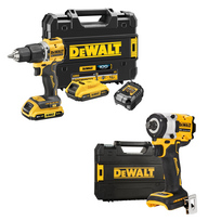 DCD100YD2T + DCF921NT DeWALT 18V XR suktuvas – smūginis gręžtuvas + DeWALT 18V smūginis 1/2" veržliasukis (2x2.0 Ah)