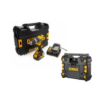 DCD796M2 + DWST1-81079 DeWALT 18V suktuvas – smūginis gręžtuvas + DWST1-81079 DeWALT TSTAK radijo imtuvas (2x4.0 Ah)