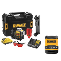 DCE089D1R + DCL510 DeWALT kryžminių linijų lazeris + DCR009 DeWALT bluetooth garsiakalbis  (1x2.0 Ah)