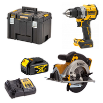 DCD800N DeWALT 18V suktuvas-gręžtuvas + DCS391M1 DeWALT 18V XR Li-Ion diskinis pjūklas (1x4.0 Ah)