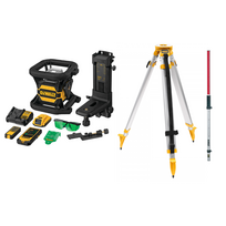 DCE080D1GS DeWALT akumuliatorinis rotacinis nivelyras + DE0736 lazerio skalės strypas + stovas