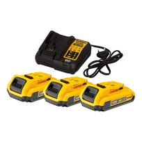 DCB107D3 DeWALT 18V baterijų ir kroviklio rinkinys (3x2.0 Ah)