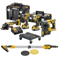 DCK422P3T DeWALT 18V combo rinkinys (3x5.0 Ah) + DCE800N 18V sienų ir lubų šlifuoklis "žirafa" + DOVANA!