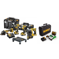 DCK422P3T DeWALT 18V combo rinkinys (3x5.0 Ah) + DCE089D1G kryžminių linijų lazeris + DOVANA!