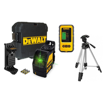 DW088CG DeWALT lazerinis nivelyras + DE0892G linijinio lazerio detektorius + 1-77-201 Stanley stovas