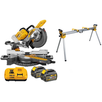 DCS727T2 DeWALT FLEXVOLT 54V skersinio pjovimo staklės + DE7023 stovas (2x6.0 Ah)