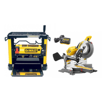 DW733 DeWALT reismusinės obliavimo staklės + DHS780NA 54V skersinio pjovimo staklės su adapteriu elektros lizdui (305 mm)