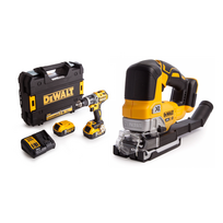 DCD796P2 DeWALT 18V suktuvas – smūginis gręžtuvas + DCS334N 18V siaurapjūklis