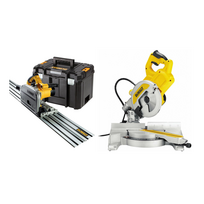 DWS777 DeWALT 216 mm skersinio pjovimo staklės + DWS520KTR 55 mm diskinis pjūklas su 1,5 m liniuote