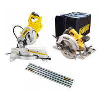 DWS777 DeWALT 216 mm skersinio pjovimo staklės + DWE576K diskinis pjūklas + DWS5022 1.5 m kreipančioji liniuotė