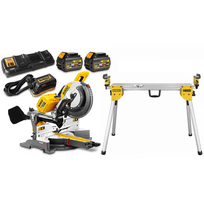 DHS780T2A DeWALT FLEXVOLT 54V XPS skersinio pjovimo staklės (305 mm) + DE7033 kompaktiškas stalas (2x6.0 Ah)
