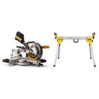 DCS365M2 DeWALT 18V akumuliatorinės skersinio pjovimo staklės + DE7033 kompaktiškas stalas