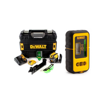 DCE0825D1G DeWALT kryžminis lazerinis nivelyras + DE0892 linijinio lazerio detektorius