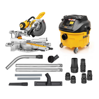 DWS727 DeWALT skersinio pjovimo staklės (250mm) + DWV901L siurblys sausam/šlapiam siurbimui + priedai