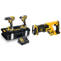 DCK266P2 DeWALT 18V rinkinys DCF887 smūginis suktuvas + DCD796 suktuvas-gręžtuvas + DCS367N 18V tiesinis pjūklas