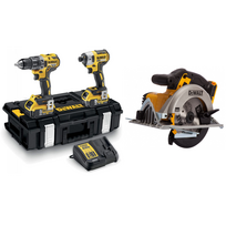 DCK266P2 DeWALT 18V rinkinys DCF887 smūginis suktuvas + DCD796 suktuvas-gręžtuvas + DCS391N 18V diskinis pjūklas