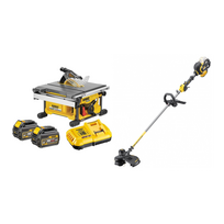 DCS7485T2 DeWALT FLEXVOLT 54V išilginio pjovimo staklės + DCM571N 54V trimeris