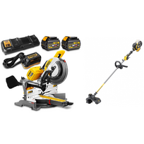 DHS780T2A DeWALT FLEXVOLT 54V XPS skersinio pjovimo staklės (305 mm) + DCM571N 54V trimeris