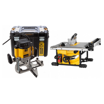 DWE7485 DeWALT išilginio pjovimo staklės + DW625EK kintamo greičio freza 2000 W