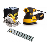 DWE576K DeWALT diskinis pjūklas + DWE6423 šlifuoklis 280W + DWS5022 1.5 m kreipančioji liniuotė