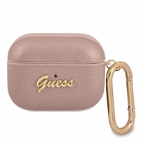 GUESS Saffiano Script Metal Collection AirPods Pro case in pink
