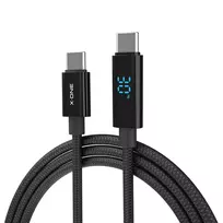 X-One BoltLink data transfer and charging cable | USB-C to USB-C | 100W | with LED display | 1.5m | black