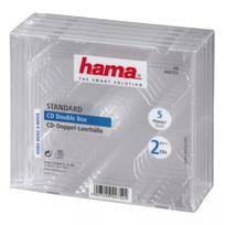 CD dvigubas jewel dėklas Hama 44752, pakuotė po 5 vienetus, 2 diskams, skaidrus