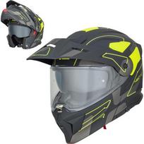 Atverčiamas motociklininko šalmas 3 viename W-TEC Neovu Graphic - Juoda, fluorescencinė