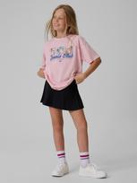 T-shirt loose su spauda mergaitiškas - rožinis
