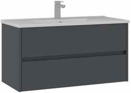 Vonios spintelė su praustuvu Kalune Design Side, matinė antracito sp., 45 cm x 100 cm x 52 cm