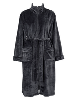 Missya - Fine Fleece Robe W. Zipper - Chalatas - Pilka