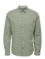ONLY & SONS - Onscaiden Life Ls Solid Linen Blend Noos - Laisvalaiko marškiniai - Žalia