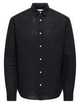 ONLY & SONS - Onscaiden Life Ls Solid Linen Blend Noos - Laisvalaiko marškiniai - Juoda
