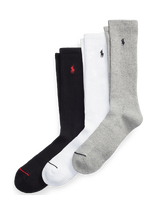 Polo Ralph Lauren - Athletic Crew Sock 3-Pack - Įprastos kojinės - Juoda