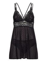 Hunkemöller - Bd Dot Mesh Lace Beatriz - Naktiniai marškiniai - Juoda