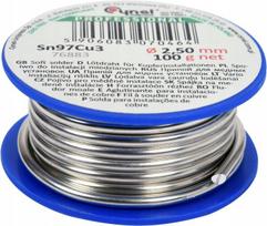 Litavimo viela Sn97cu3, 2.5 mm, 100 g, su variu