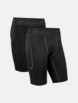 Danish Endurance - Power Compression Shorts (Men) 2-Pack - Bėgimo-treniruočių tamprės - Juoda