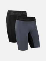 Danish Endurance - Power Compression Shorts (Men) 2-Pack - Bėgimo-treniruočių tamprės - Pilka