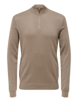 ONLY & SONS - Onswyler Life Reg 14 Half Zip Knit Noos - Megztinis su užtrauktuku - Smėlio