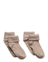 Minymo - Baby Rib Sock W. Abs (2-Pack) - Neslystančios kojinės - Ruda